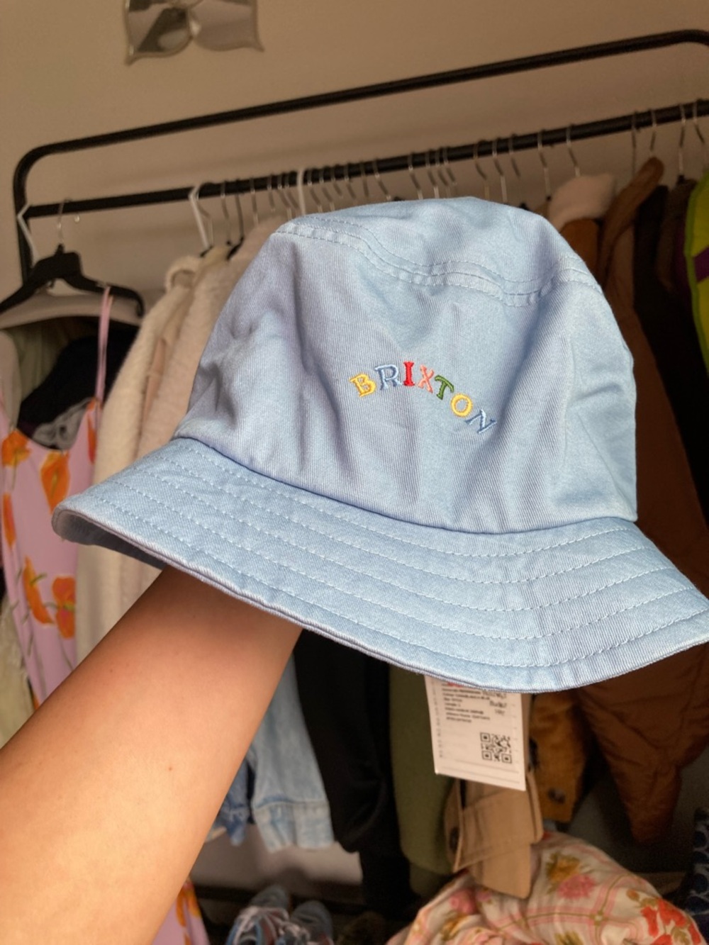 Brixton Light Blue Bucket Hat with Multicolor Embroidered Logo